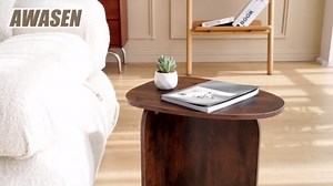 AWASEN Side Table, Small Triangle End Table Living Room, Modern Accent Table with Unique Tabletop, Mini Bedside Table for Small Spaces, Rustic Brown