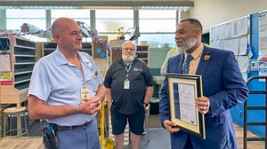 Longtime Shoemakersville letter carrier Robert Oswald was honored Friday morning for 40 years of dedicated service with the United States Postal Service. Read more: https://berksweekly.com/news/shoemakersville-letter-carrier-honored-for-40-years-of-service/ | Berks Weekly