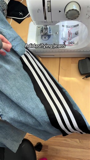 DIY Adidas Denim: Custom Jeans Sewing Art