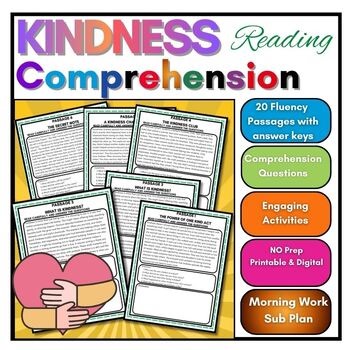Kindness Reading Comprehension Nonfiction Passages 3rd,4th,5th,6th,7th,8th,9t