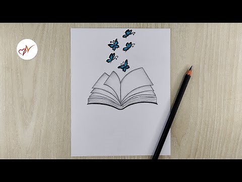 How to draw realistic open book with butterflies | Pencil sketch drawing for beginners
