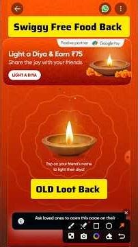 Swiggy light a Diya unlimited food trick😋 Swiggy free food offer back #Swiggy #food #short