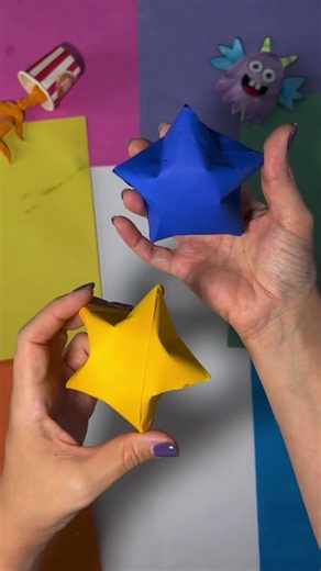 Cómo hacer estrellas infladas de papel versión gigante #manualidades #kidsactivities #artscraft