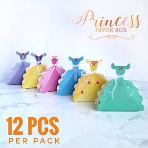 12pcs Princess Candy Favor Box, Five Dresses Designs, Colorful Easy Assemble DIY Little Girl Party Gifts Castle Princess Theme With Ribbons - Etsy