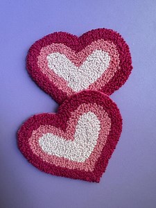 Gradient Pink Heart Punch Needle Mug Rug - Etsy