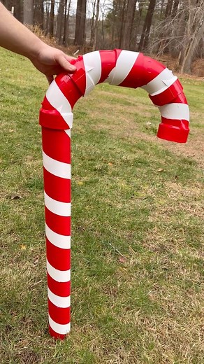 Nick’s Seasonal Decor on Instagram: "Turn PVC pipes into giant candy canes! ❤️ @loweshomeimprovement @walmart Tutorial coming soon at @nicksseasonaldecor #decor #diy #homedecor #christmas #reels"