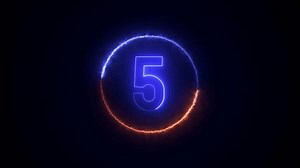 Coundown numbers neon glow 10 second animation