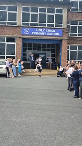 Mr. Austin rang the end of day bell one last time for our P7 pupils as the school community gathered to cheer them on. 🔔 👏 #sharingcaringlearning #MakingMemories #ClassOf2025 | Holy Child Primary School & Nursery Unit, Belfast