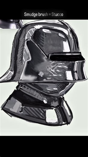 devdawg_draws | Draw a helmet ✍️ rendering / blending metal armor in Procreate using smudge tool with stucco brush #artprocess #paintingwarhammer... | Instagram