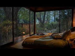 Gentle Rain Sounds in Calm Bedroom | Rainy Forest Night 🌿