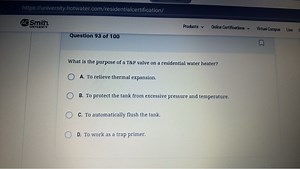 What is the purpose of a T&P valve on a residential water heate... | Filo