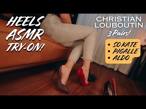 👠Christian Louboutin Multiple Heel Try-On ASMR! Satisfying Heel Sounds with Jeans! So Kate | Pigalle