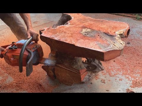 A Unique Idea From A Tree Stump Of A Young Couple // Turning A Dry Tree Into A Art Table And Chair