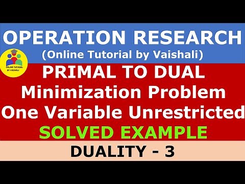 Duality -Conversion primal to dual -Minimization Problem-One var is Unrestricted- Duality - Part 3
