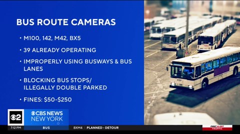 Cameras added to 3 more NYC bus routes to catch bus lane violations