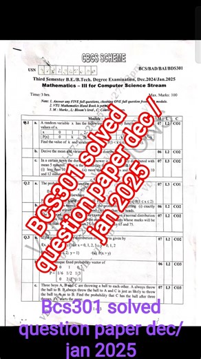 bcs301 solved question paper dec/jan 2025|| vtu scheme of valuation