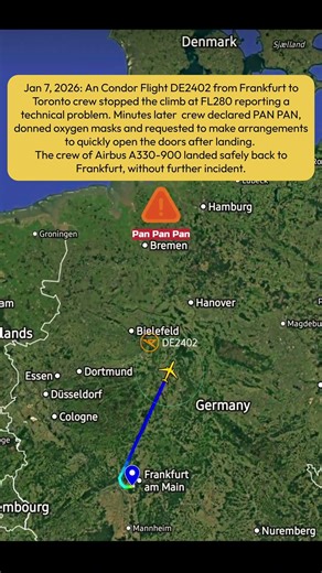 Condor ✈️ Frankfurt 🇩🇪 - Toronto 🇨🇦 Flight Declared Pan Pan, Crew Donned Oxygen Masks