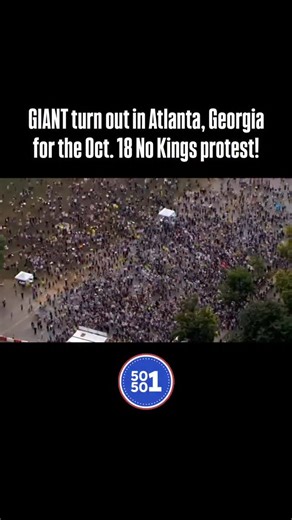 Atlanta, Georgia says #NoKings!! ❌👑 Find your local protest at NoKings.org Spotted on @marco.foster’s Threads. #50501 #50501movement #FDT #ATL | 50501 - 50 States, 50 Protests, 1 Day