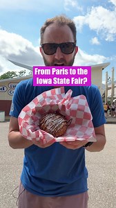 Warm, gooey, hazelnut heaven. The Deep Fried Nutella Uncrustable from The Bird’s Nest is pure comfort food — crispy outside, molten Nutella inside. 7.75 corn dogs out of 10. HUDU Marketplace #IowaStateFair #FairFood | Scott Siepker