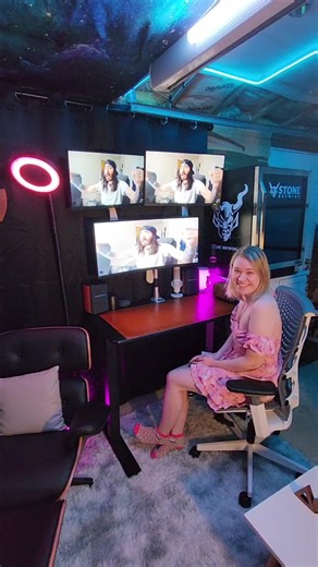 They said it couldn't be done... NEW triple monitor gaming setup (We just need a PC) What do you think?😁👍 #gaming #pcgaming #gamingsetup #gamergirl #gamingontiktok