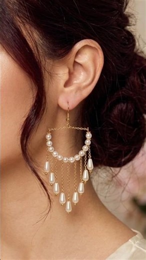 Pearl earrings tutorial 🌸#earrings #diy #easy #tutorial