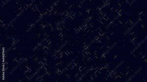 A modern and dynamic graphic design featuring a blue and yellow grid pattern arranged diagonally against a dark background, composed of small rectangular shapes