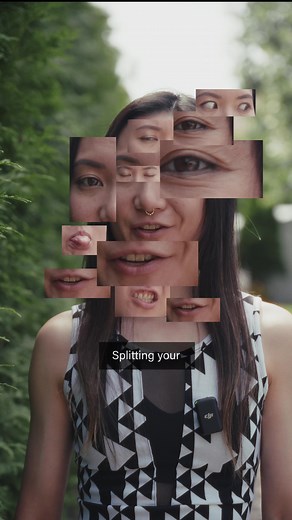 How to create this frame split effect with a single clip and any camera: 1. Take a continuous shot, moving around to capture different angles. 2. In your editor, make multiple layers of your clip. For photo results, freeze frame each layer to the angle you prefer. 3. In each layer, crop to a specific feature like eyes, nose or mouth. 4. Move and zoom each layer to make them more random. Note: the same principle applies to not only still images but videos also! #tutorial #editingtutorial #videogr