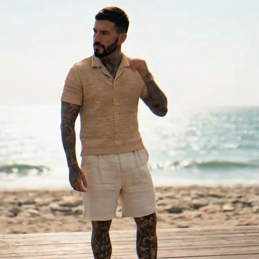 Camisa Texturizada Bege Masculina – Elegância e Estilo Sem Esforço