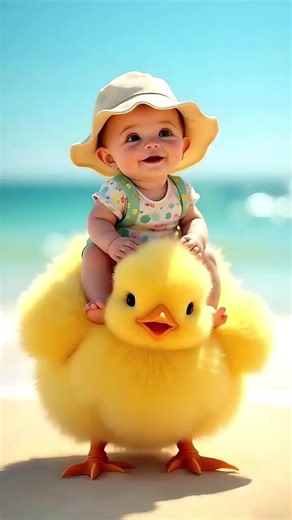 Cute Baby Riding Chick: An Animated AI Adventure