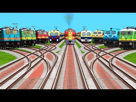 9💐Indian Railway Station Trains Crossing By Bumpy Forked Railroad Tracks || Indian Train Simulator