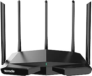 Tenda AXE5700 Smart WiFi 6E Router, Tri-Band Gigabit Wireless Router for Home, Best WiFi for Gaming and VR, with 5 * 6dBi High-Gain Antennas, Support WPA3, New 6GHz Band(RX27Pro)