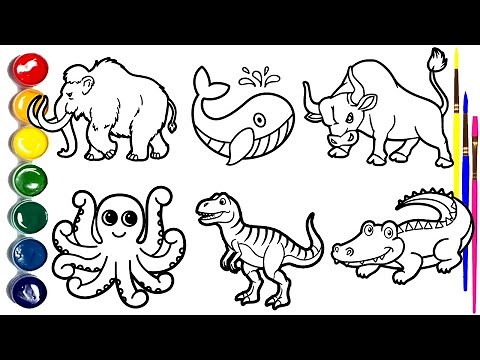 How to Draw Animals for Kids 🐘🐋🦏 | Easy Step-by-Step Drawing Tutorial
