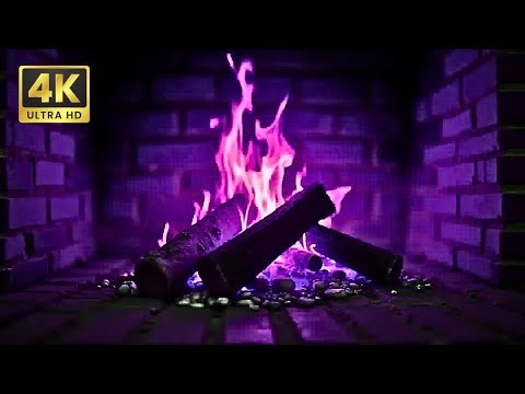 Purple Fire 4K | Magical Fireplace with Crackling Sounds for Relaxation