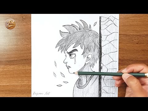 Easy anime drawing || How to draw emotional anime boy step by step || Easy sad drawing tutorial