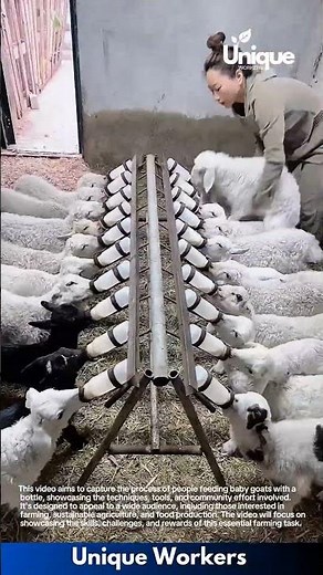 Feeding baby goats with a bottle: people feeding baby goats with a bottle