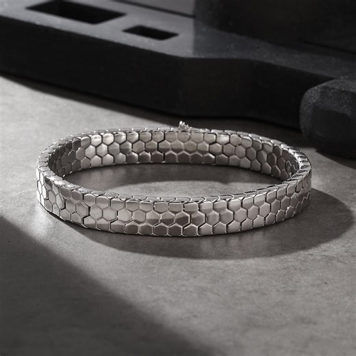 Sterling Silver Hex Snake Bracelet for Men | Handmade Python Scale Cuff Bangle | Textured Gift for Him - Etsy Canada