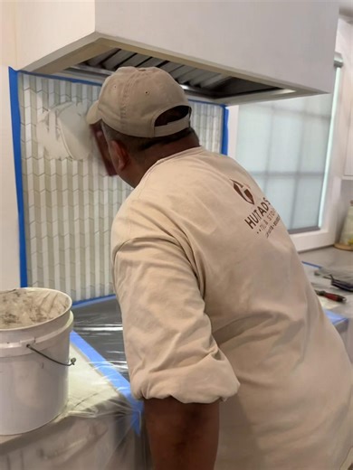 // Grouting Kitchen Tile BackSplash 12”x12” Mosaic Glass #grouting #mosaic #glasstile #custom #kitchendesign