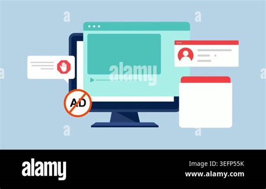 Ad Blocking Technology Explainer 2d Animation with Alpha Matte Stock Video Footage - Alamy