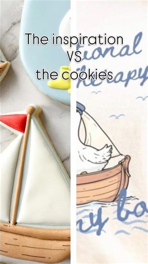 Inspiration VS finished cookies 🪿 🚤 #cookieart