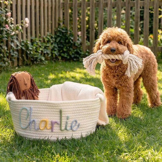 Custom Dog Toy Storage, Gift for Dog Mom, Personalized Puppy Keepsake, Pet Birthday Gift, Hand-lettered Name Pet Basket, Pet Nursery Bin - Etsy