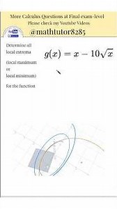 Identifying Local Extrema (Quiz or assignment-level questions)-- [Derivative]