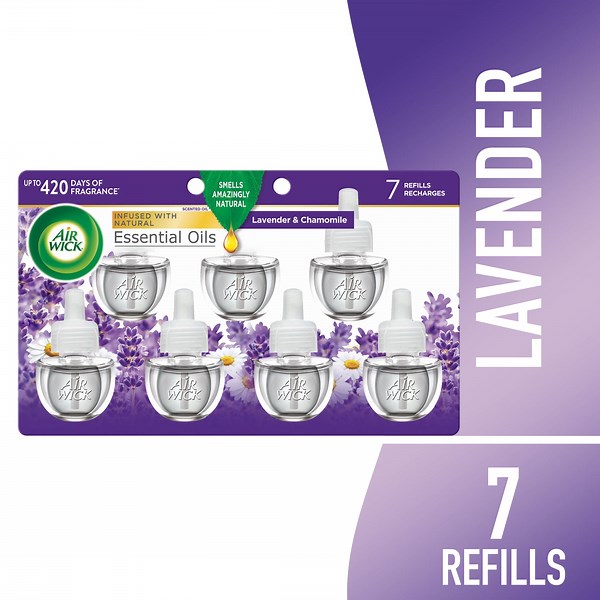 Air Wick Plug-In Scented Oil Air Freshener Warmer Refills, Lavender and Chamomile, 7 Count