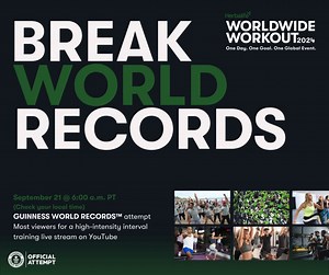 Save the date for the Herbalife Worldwide Workout 2024! One day. One goal. One global event. Our community is coming together attempt to break the GUINNESS WORLD RECORDS™ title for most viewers for a high-intensity interval training on YouTube. It’s simple, all you need to do is join in on the YouTube live stream. Make sure everyone watching with you logs in on their own device. It’s time to make history. Saturday, September 21, 6:00 a.m. Pacific Time View on https://hrbl.me/4fSoJkP #WorldwideWo