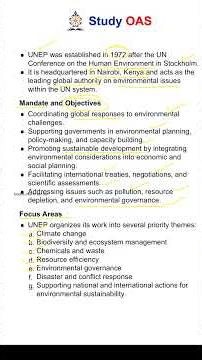 United Nation Environment Programme (Organization Series) for OPSC OAS Examination