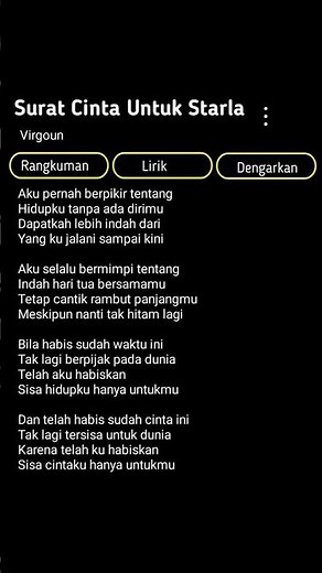 lirik lagu surat cinta untuk starla (Virgoun)