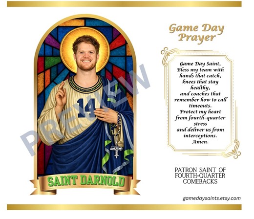 Saint, Darnold, Football, Seattle, Seahawks, Celebrity Prayer Candle, 8in Unscented White Candle - Etsy