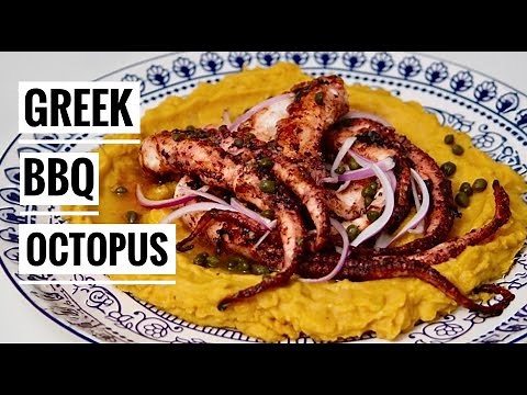 Greek Style BBQ Octopus served with Fava + How to tenderise octopus!