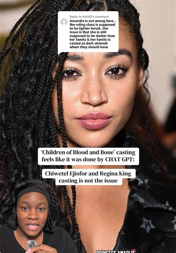 Replying to @Hot40 ☕️: ‘Children of Blood and Bone’ casting feels like it was done by CHAT GPT: Chiwetel Ejiofor and Regina King casting is not the issue. #tomiadeyemi #childrenofbloodandbone #amandlastenberg