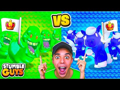 GREEN vs BLUE SKINS COLOR BATTLE in STUMBLE GUYS...😱