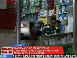 UB: Empleyado at gwardiya ng grocery store sa QC, sugatan matapos mabaril ng 5 holdaper